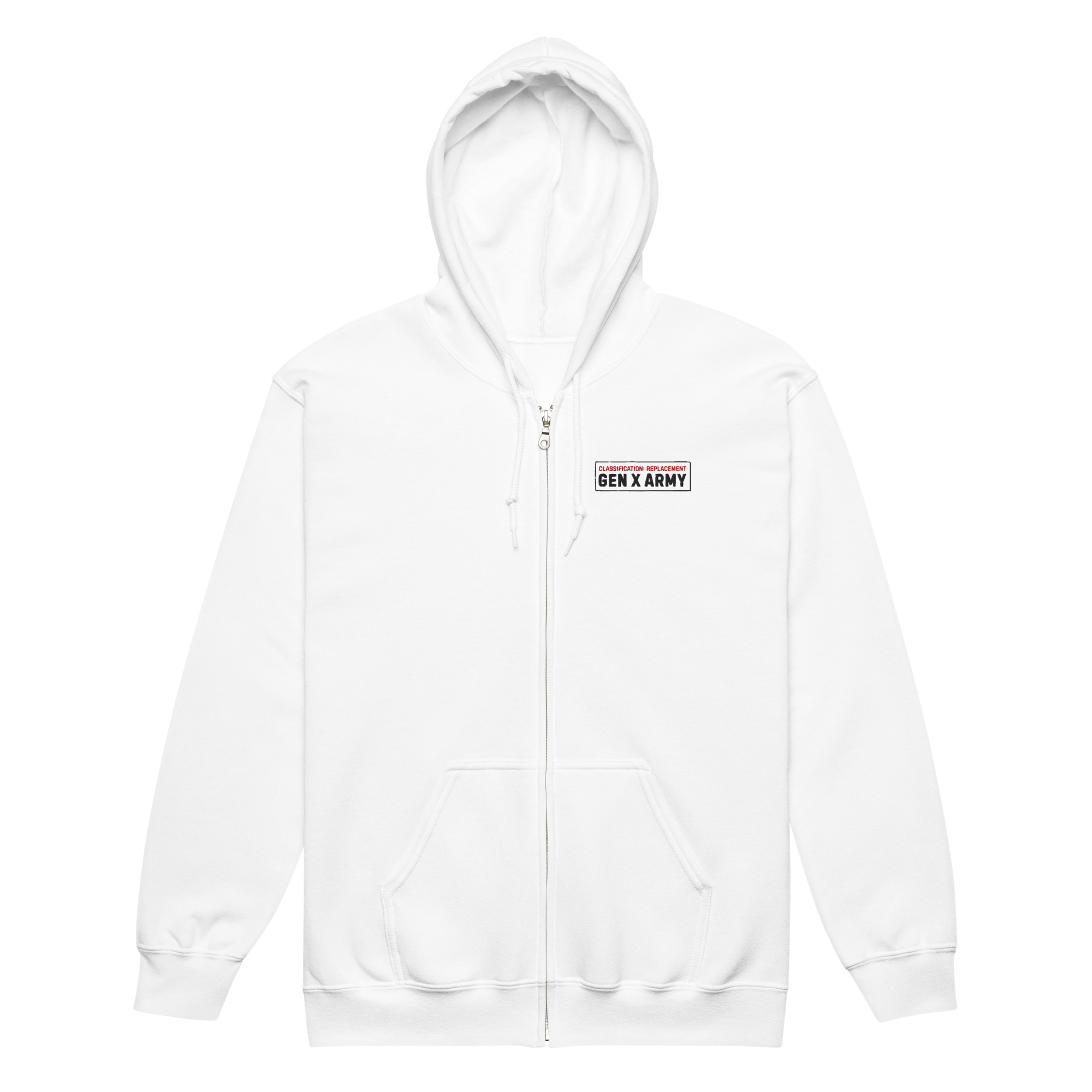 GEN X ARMY – UNISEX ZIP HOODIE WHITE